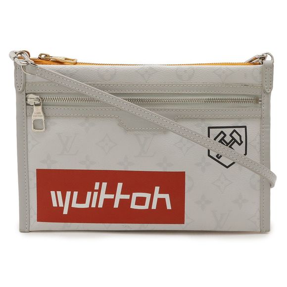 Louis Vuitton Monogram Flat Messenger Shoulder Bag 2WAY Clutch Bag Pouch M44640 - Picture 1 of 7